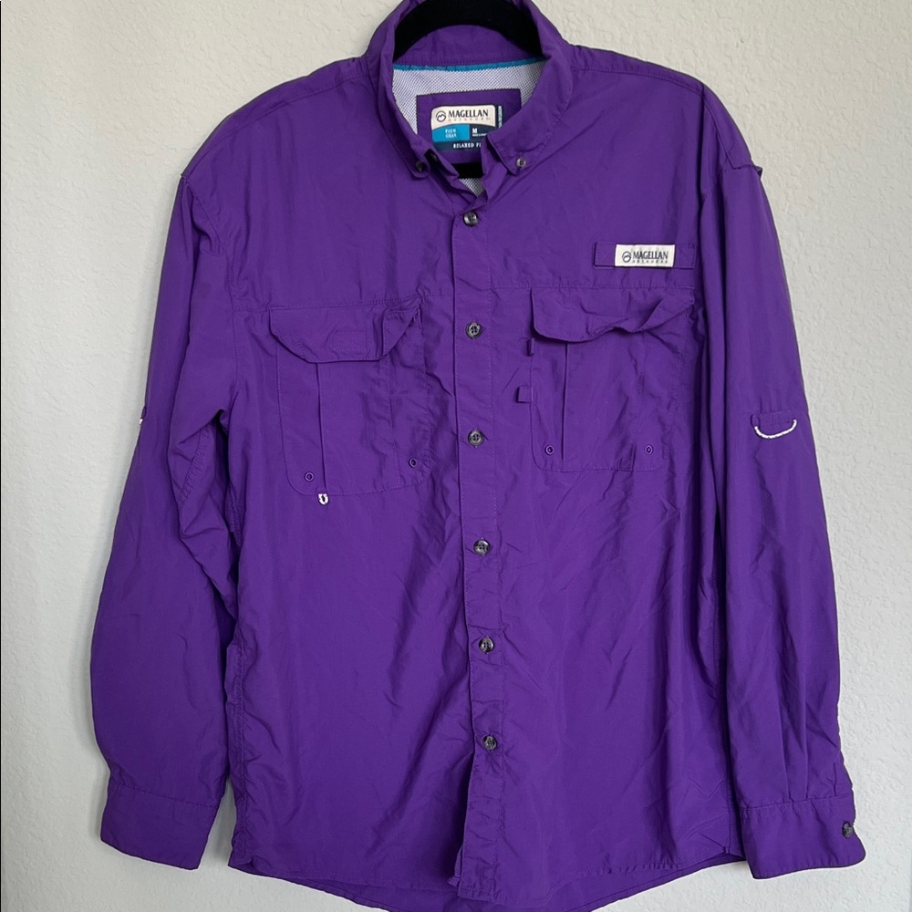Magellan Outdoors Moisture Wicking Relaxed Fit Purple Fishing Shirt